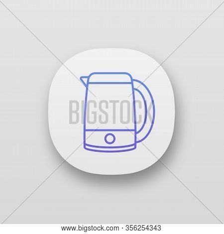 Electric Kettle App Icon. Ui Ux User Interface. Hot Water Pot. Kitchen Appliance. Web Or Mobile Appl