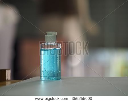 Hand Wash Gel Alcoholic Mixture With Gelatin In Clear Plastic Bottle, Washing Clean Dirty To Prevent