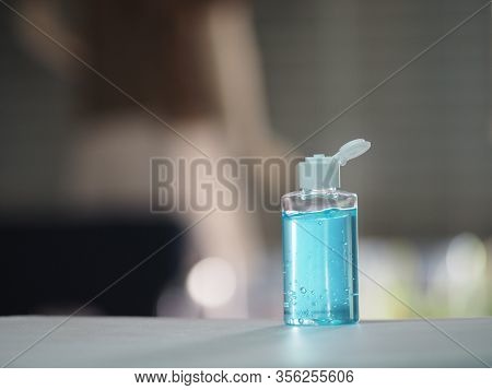 Hand Wash Gel Alcoholic Mixture With Gelatin In Clear Plastic Bottle, Washing Clean Dirty To Prevent
