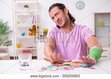 Injured young man at home