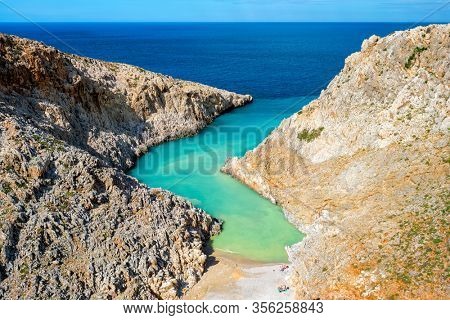 Seitan Limania Agiou Stefanou beach in Chania region on Crete, Greece