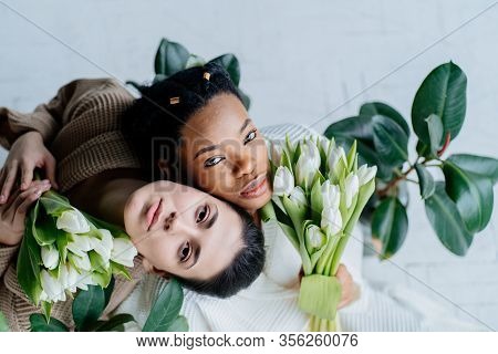Different Races Woman Beauty Portrait Isolated On White African Girl And Caucasian Female