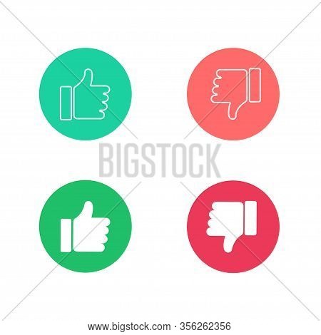 Thumb Like Or Dislike In Flat And Linear Style. Vector Eps 10