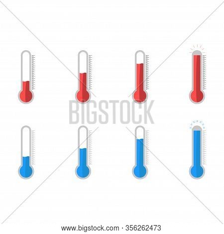 Set Of Temperature Icon With Cold And Hot Level. Vector Eps 10