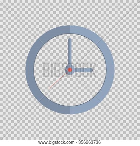 Clock In Flat Design In Grey And Red. Watch Icon. Vector Eps 10