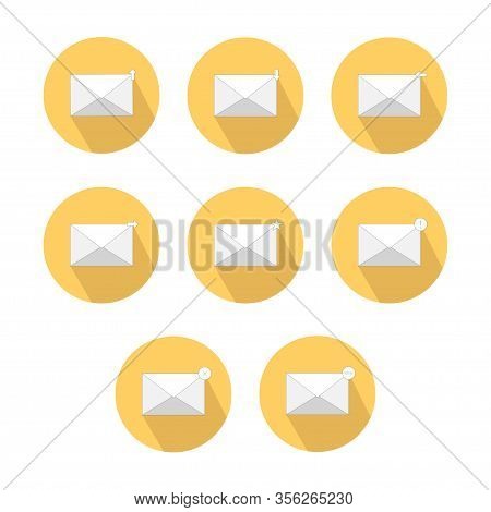 Set Of Mail Icons With Status In Flat Design. Vector Eps 10