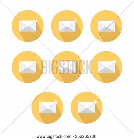 Set Of Mail Icons With Status In Flat Design. Vector Eps 10