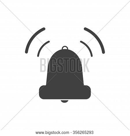 Ring Bell In Flat Design In Black. Vector Eps 10