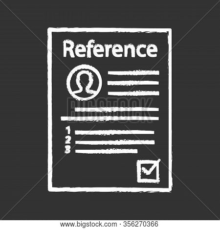 Reference Letter Chalk Icon. Recommendation Letter. Employment Reference. Job Application. Isolated 