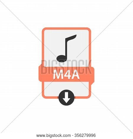 M4a Download Video File Format Vector Image. M4a File Icon Flat Design Graphic Video Vector