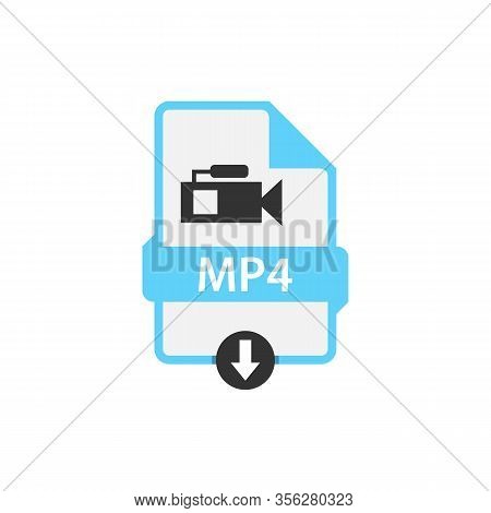 Mp4 Download Video File Format Vector Image. Mp4 File Icon Flat Design Graphic Video Vector