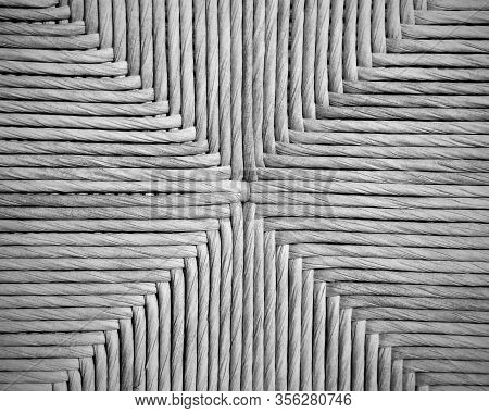 Straw Weave Of An Ancient Chair Handmade By The Craftsman Repairer Of Chairs