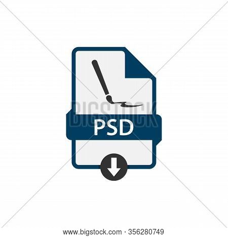 Psd Download File Format Vector Image. Psd File Icon Flat Design Graphic Vector