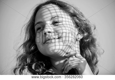 Pure Smile. Enjoy Good Weather. Kid Fashion. Pretty Child Outdoor. Natural Beauty. Small Girl Long C