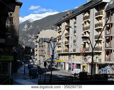 Andorra La Vella, Principality Of Andorra, January, 2012: Views Of The Streets Of Andorra La Vella I