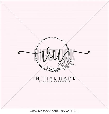 Vu Letter Initial Beauty Monogram And Elegant Logo Design, Handwriting Logo Of Initial Signature, We