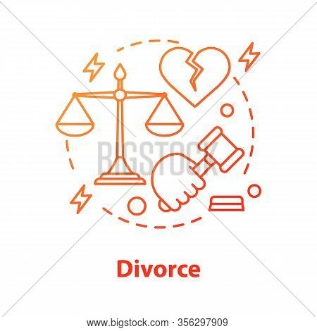 Divorce Concept Icon. Family Break Up. Relationships Breakdown Idea Thin Line Illustration. Family C