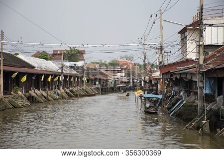 View Landscape Of Amphawa River And Cityscape Amphawa Town And Life Thai Local In Weekday At Samutso