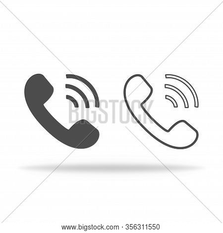 Retro Phone Concept In Black And White Style, Flat And Linear. Vector Eps 10