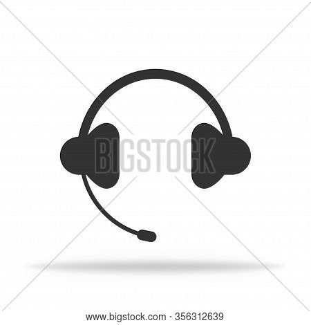 Headphones Of Support Assistance To Consult And Help. Isolated With Shadow. Vector Eps 10