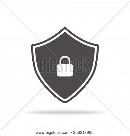 Shield Icon With Lock. Protected Symbol With Shadow. Vector Eps 10