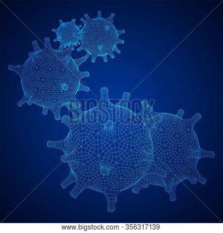 Corona Virus Virion Of Coronavirus. Covid Virus That Caused Epidemic Of Pneumonia In China. Wirefram