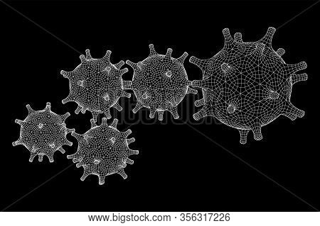 Corona Virus Virion Of Coronavirus. Covid Virus That Caused Epidemic Of Pneumonia In China. Wirefram