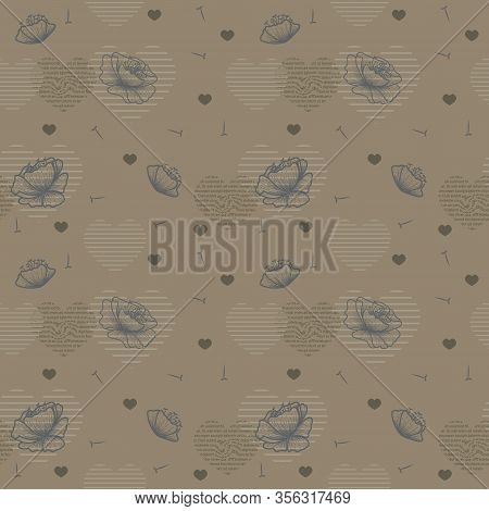 Flowers And Hearts Seamless Repeating Vector Pattern