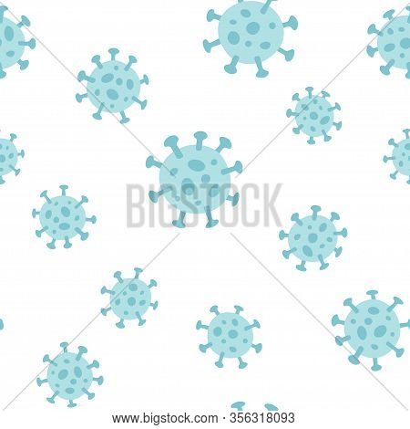 Symbol Of Coronavirus Covid 19 Or Wuhan Coronavirus. Seamless Hand Drawn Pattern. Vector Illustratio