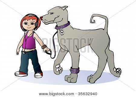 สาวกับสุนัขของเธอ