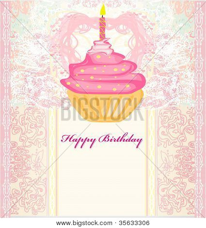 Illustration de mignons Cupcakes Retro Card - carte de joyeux anniversaire