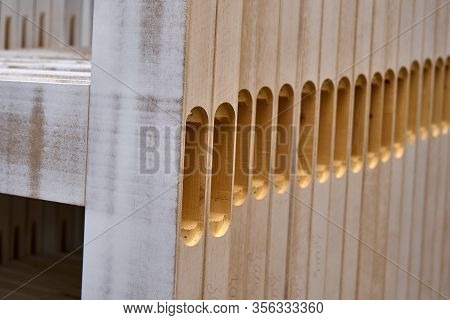 Joinery. Stacked Door Leafs. Wood Door Manufacturing Process. Furniture Manufacture.