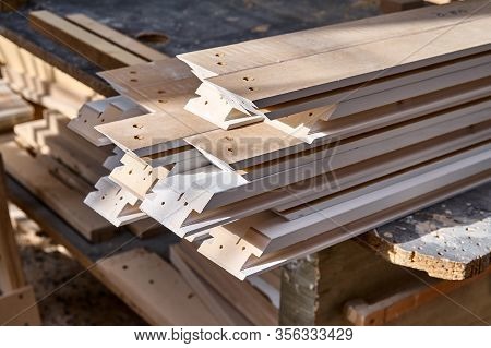 Joinery. Disassembled Door Frame . Wood Door Manufacturing Process. Furniture Manufacture.