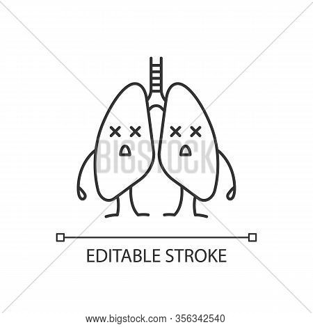 Dead Human Lungs Emoji Linear Icon. Thin Line Illustration. Respiratory Diseases. Tuberculosis, Canc