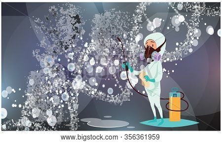 Doctor Spraying Chemical To Remove Infection Area