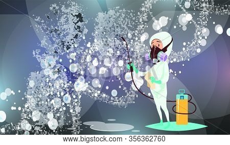 Doctor Spraying Chemical To Remove Infection Area