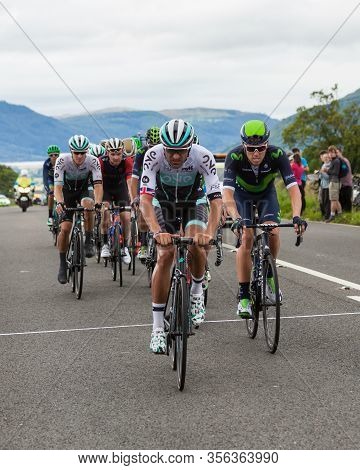 Keswick, England - September 05:  Cyclists On Stage 2 Of The Tour Of Britain Reach The Summit Of Che