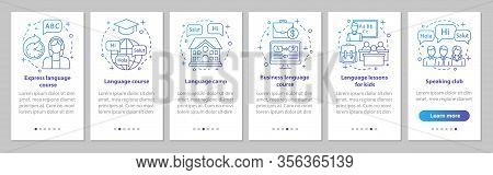Language Learning Onboarding Mobile App Page Screen Vector Template. Express Courses, Summer Camp, L