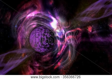 Exoplanet In Plasma Matter In Outer Space. Elements Of This Image Furnished By Nasa.