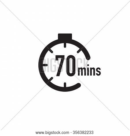 70 Minutes Timer, Stopwatch Or Countdown Icon. Time Measure. Chronometr Icon. Stock Vector Illustrat