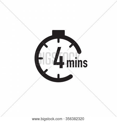 4 Minutes Timer, Stopwatch Or Countdown Icon. Time Measure. Chronometr Icon. Stock Vector Illustrati