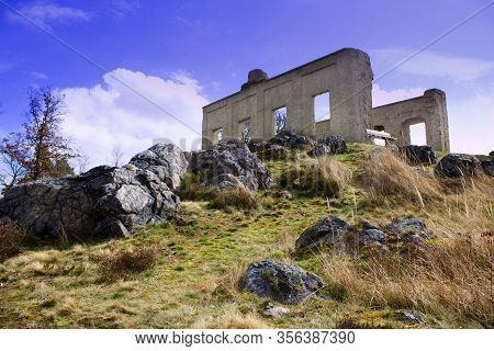 Romantic Ruins Of The Kamýk Summer House In Osek Near Rokycany In The Czech Republic.