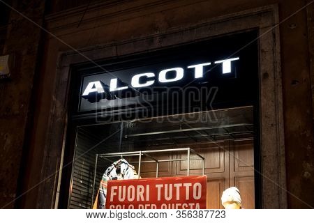 Palermo, Sicily - February 8, 2020: The Storefront Of The Alcott Boutique Which Sells Fashionable Cl