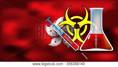 Epidemic Danger In Hong Kong Vector Conceptual Medical Illustration Biohazard Sign With Syringe And 
