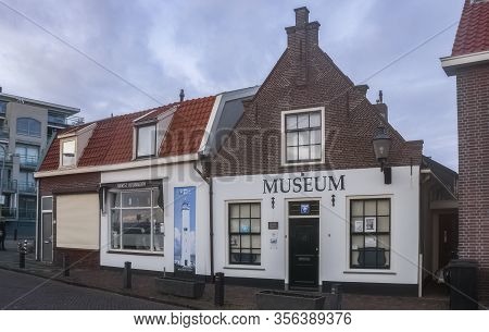 Noordwijk, The Netherlands, January 17, 2020.the Museum Of Noordwijk And The Violet Monument Of A Wo