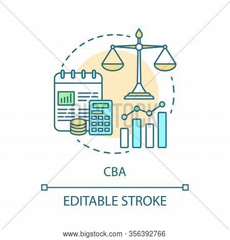 Cba Concept Icon. Bookkeeping And Accounting. Cost Benefit Analysis Idea Thin Line Illustration. Cal