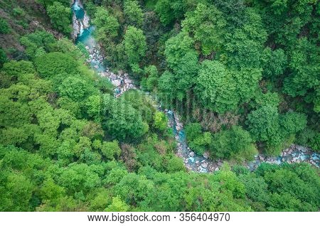 Mountain River Okatse In Okatse Canyon In Georgia. Top View