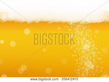 Craft Beer Background. Lager Splash. Oktoberfest Foam. Pab Menu Concept. Pour Pint Of Ale With Reali