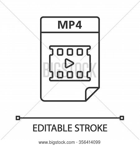 Mp4 File Linear Icon. Multimedia File Format. Video And Audio Document. Thin Line Illustration. Cont