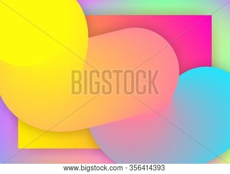 Liquid Fluid. Holographic 3d Backdrop With Modern Trendy Blend. Cool Website, Banner Composition. Vi